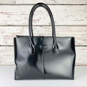 Tod's Princess Diana Black Patent Leather Tote Bag